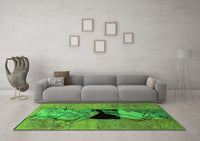 Machine Washable Abstract Green Modern Rug, wshabs2001grn