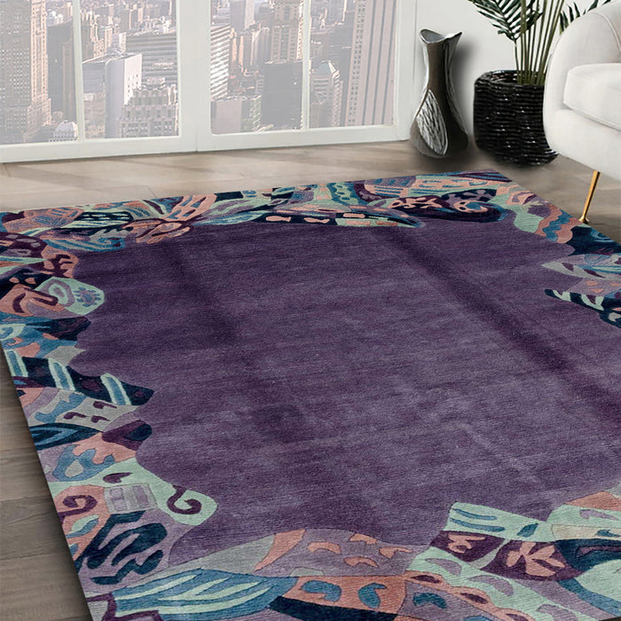 Machine Washable Abstract Gray Rug in a Family Room, wshabs2002