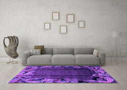 Machine Washable Abstract Purple Modern Area Rugs in a Living Room, wshabs2002pur