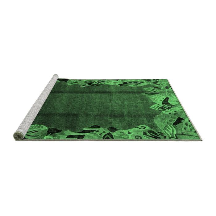 Sideview of Machine Washable Abstract Emerald Green Modern Area Rugs, wshabs2002emgrn