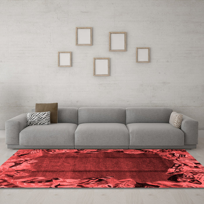 Modern Red Washable Rugs