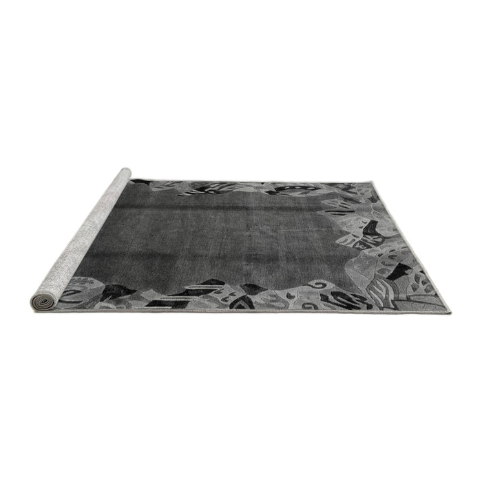 Sideview of Machine Washable Abstract Gray Modern Rug, wshabs2002gry