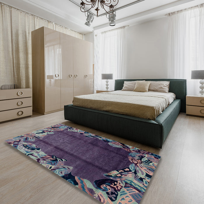 Machine Washable Abstract Gray Rug in a Bedroom, wshabs2002