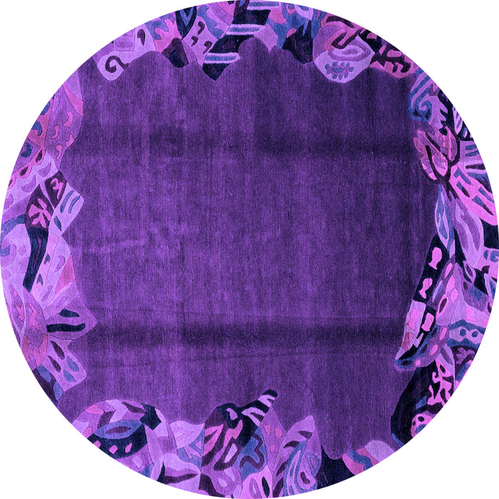 Round Abstract Purple Modern Rug, abs2002pur