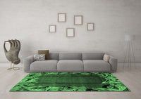 Machine Washable Abstract Emerald Green Modern Rug, wshabs2002emgrn