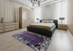 Abstract Gray Modern Rug in a Bedroom, abs2002