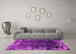 Machine Washable Abstract Pink Modern Rug in a Living Room, wshabs2002pnk