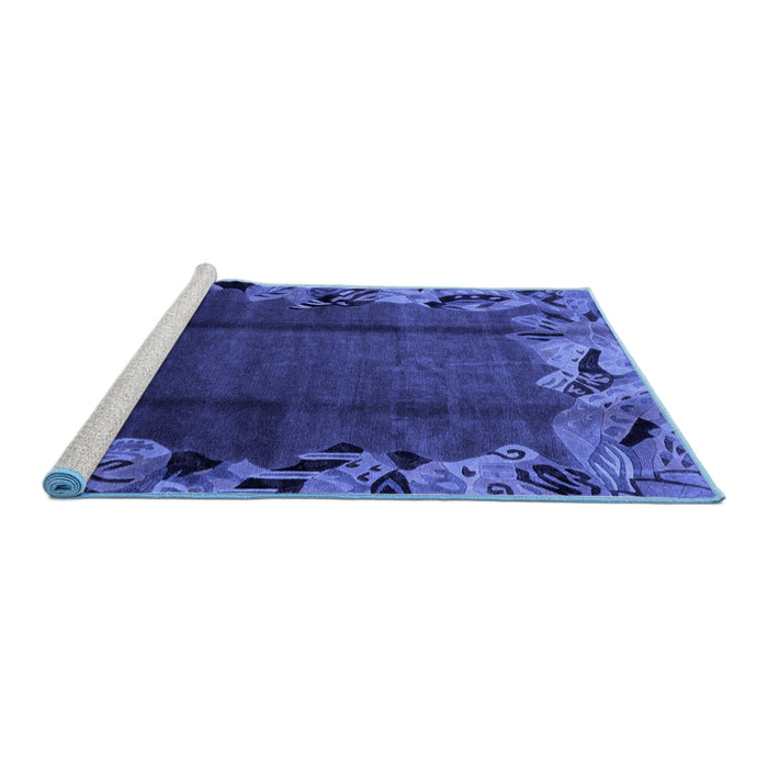 Sideview of Machine Washable Abstract Blue Modern Rug, wshabs2002blu