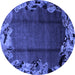 Round Abstract Blue Modern Rug, abs2002blu