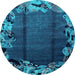 Round Abstract Light Blue Modern Rug, abs2002lblu