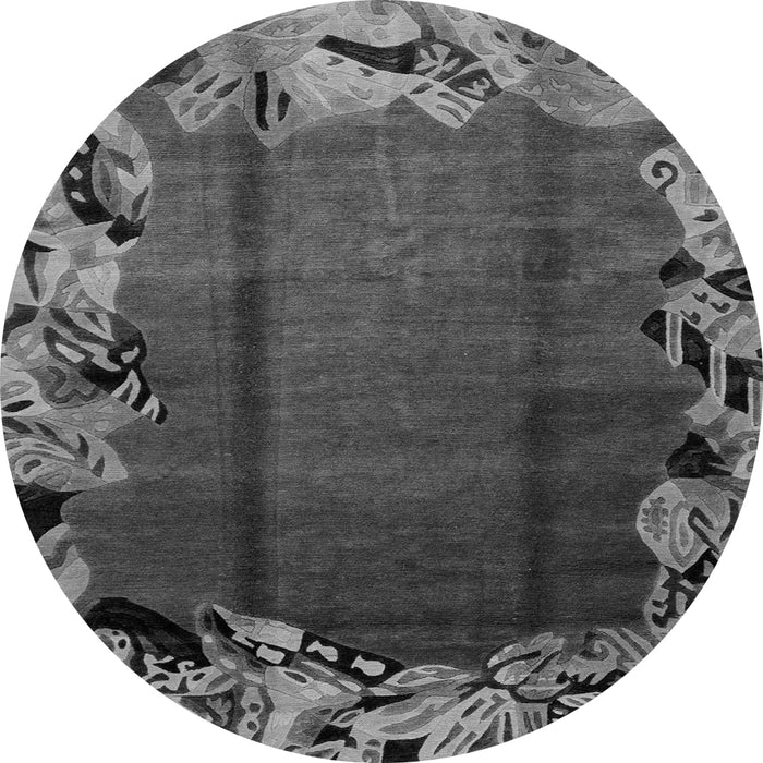 Round Abstract Gray Modern Rug, abs2002gry