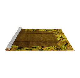 Sideview of Machine Washable Abstract Yellow Modern Rug, wshabs2002yw