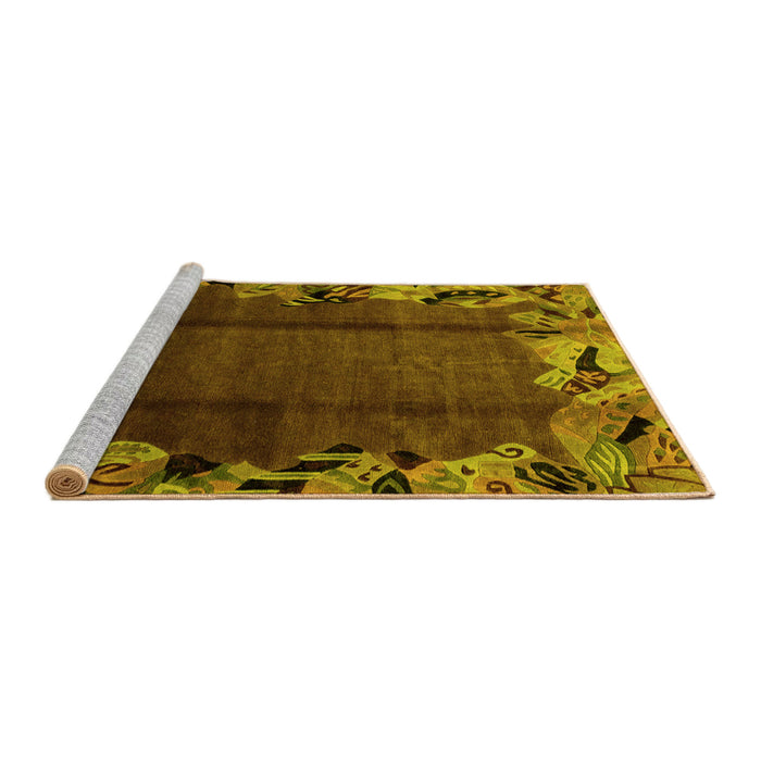 Sideview of Machine Washable Abstract Yellow Modern Rug, wshabs2002yw