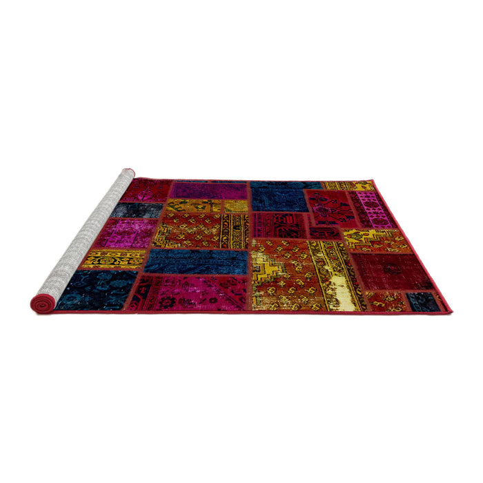 Sideview of Machine Washable Abstract Burgundy Red Rug, wshabs2003