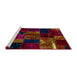 Sideview of Machine Washable Abstract Burgundy Red Rug, wshabs2003