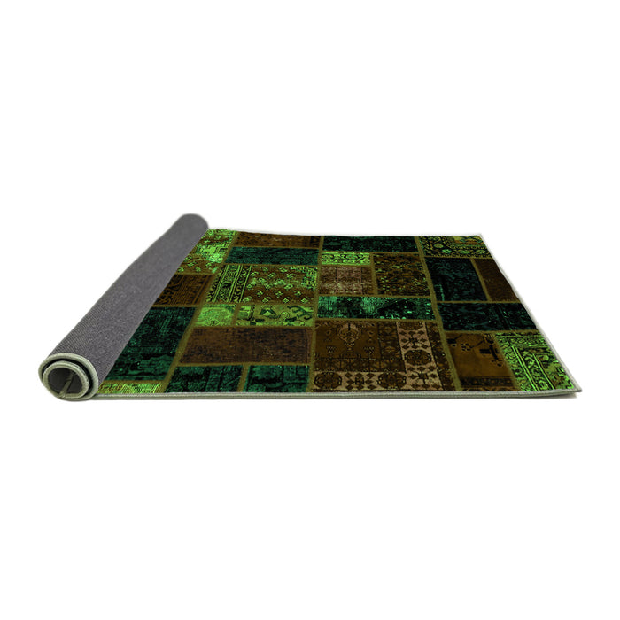 Sideview of Patchwork Green Transitional Rug, abs2003grn