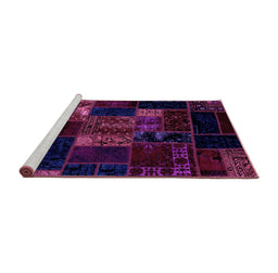 Sideview of Machine Washable Patchwork Purple Transitional Area Rugs, wshabs2003pur