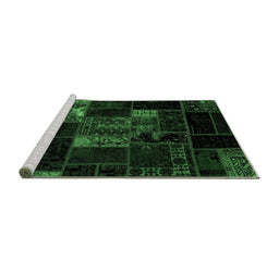 Sideview of Machine Washable Patchwork Emerald Green Transitional Area Rugs, wshabs2003emgrn