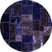 Round Patchwork Blue Transitional Rug, abs2003blu