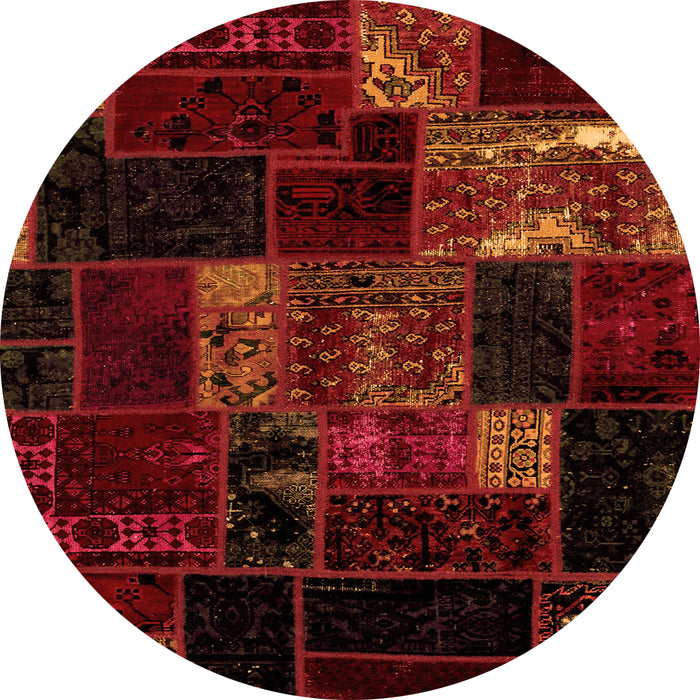 Round Patchwork Orange Transitional Rug, abs2003org