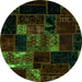 Round Patchwork Green Transitional Rug, abs2003grn