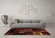 Machine Washable Patchwork Brown Transitional Rug in a Living Room,, wshabs2003brn