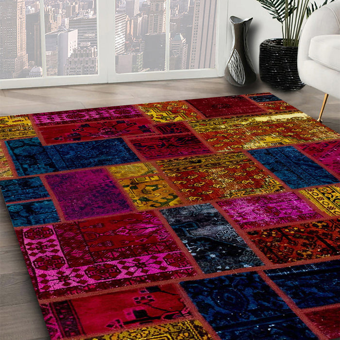 Machine Washable Abstract Burgundy Red Rug in a Family Room, wshabs2003