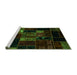 Sideview of Machine Washable Patchwork Green Transitional Area Rugs, wshabs2003grn