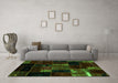 Machine Washable Patchwork Green Transitional Area Rugs in a Living Room,, wshabs2003grn