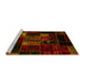 Sideview of Machine Washable Patchwork Yellow Transitional Rug, wshabs2003yw