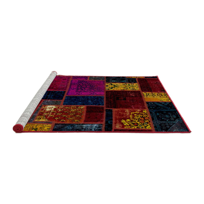 Sideview of Machine Washable Abstract Burgundy Red Rug, wshabs2004