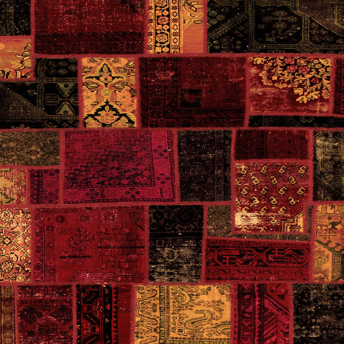 Square Machine Washable Patchwork Orange Transitional Area Rugs, wshabs2004org