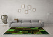 Machine Washable Patchwork Green Transitional Area Rugs in a Living Room,, wshabs2004grn