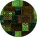 Round Patchwork Green Transitional Rug, abs2004grn