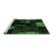 Sideview of Machine Washable Patchwork Emerald Green Transitional Area Rugs, wshabs2004emgrn