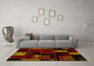Machine Washable Patchwork Yellow Transitional Rug in a Living Room, wshabs2004yw