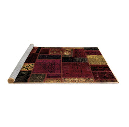 Sideview of Machine Washable Patchwork Brown Transitional Rug, wshabs2004brn