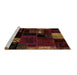 Sideview of Machine Washable Patchwork Brown Transitional Rug, wshabs2004brn