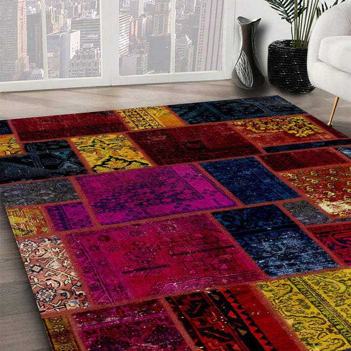 Machine Washable Abstract Burgundy Red Rug in a Family Room, wshabs2004