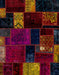 Abstract Burgundy Red Patchwork Rug, abs2004