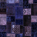 Square Machine Washable Patchwork Blue Transitional Rug, wshabs2004blu