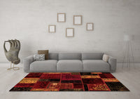 Machine Washable Patchwork Orange Transitional Rug, wshabs2004org