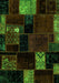 Machine Washable Patchwork Green Transitional Area Rugs, wshabs2004grn