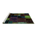 Sideview of Machine Washable Patchwork Turquoise Transitional Area Rugs, wshabs2004turq