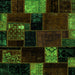 Square Machine Washable Patchwork Green Transitional Area Rugs, wshabs2004grn