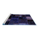 Sideview of Machine Washable Patchwork Blue Transitional Rug, wshabs2004blu