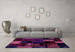 Machine Washable Patchwork Purple Transitional Area Rugs in a Living Room, wshabs2004pur