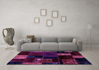 Machine Washable Patchwork Purple Transitional Rug, wshabs2004pur