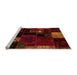 Sideview of Machine Washable Patchwork Orange Transitional Area Rugs, wshabs2004org