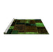 Sideview of Machine Washable Patchwork Green Transitional Area Rugs, wshabs2004grn